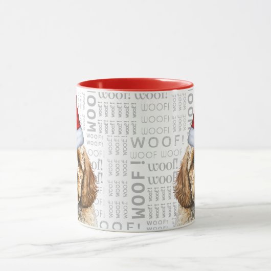 Schattige Cockapoo en Woof Art Christmas Mok (Midden)