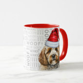 Schattige Cockapoo en Woof Art Christmas Mok (Voorkant rechts)