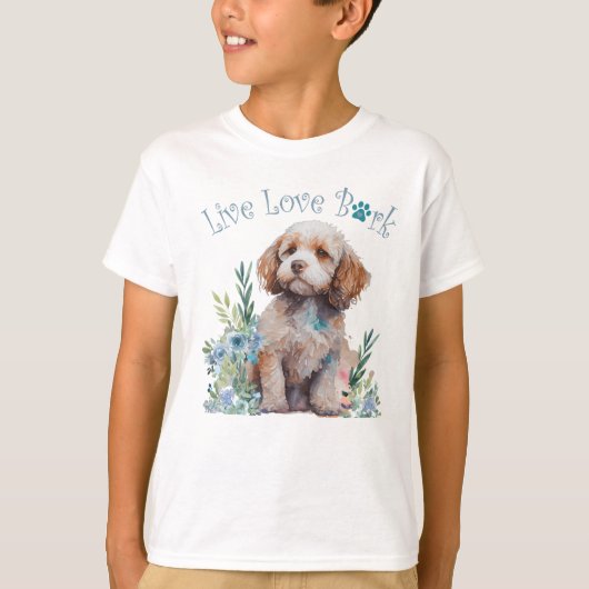 Schattige Cockapoo Hond Bloemen T-shirt (Voorkant)