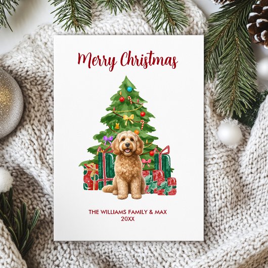 Schattige Cockapoo-hond Kerstmis Feestdagenkaart