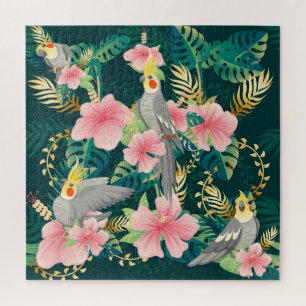 Schattige Cockatiel Papegaai Vintage Patroon Legpuzzel