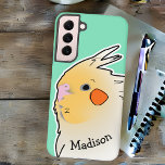 Schattige Cockatiel Pet Bird Doodle Parrot Zee Gro Samsung Galaxy Hoesje<br><div class="desc">Deze schattige telefoonhoes met een Cockatiel doodle kan worden gepersonaliseerd met elke naam om een lief cadeau te maken voor de huisvogeleigenaar. Smelt harten en show je passie voor de birbs; de witte en gele 'tiel in een pop art stijl is leuk en stijlvol op trendy zee groen.</div>