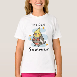 Schattige Cockatiel Zomer Vogel Cartoon voor Kinde T-shirt
