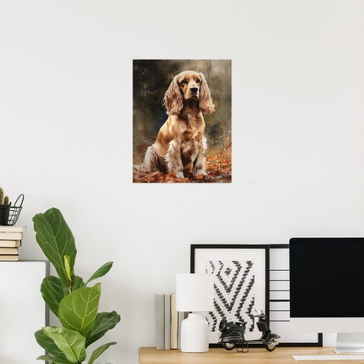 Schattige Cocker Spaniel Dog Art Print Poster (Thuiskantoor)