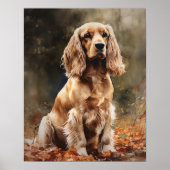 Schattige Cocker Spaniel Dog Art Print Poster (Voorkant)