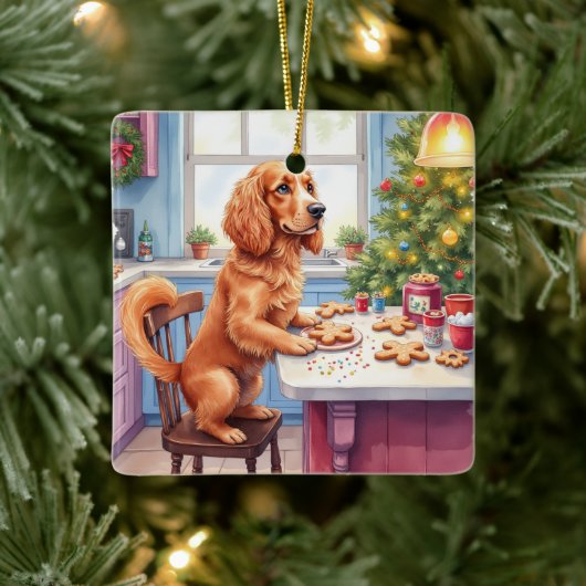 Schattige Cocker Spaniel Gemberkoek Bakken Kerstmi Keramisch Ornament (Boom)