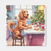 Schattige Cocker Spaniel Gemberkoek Bakken Kerstmi Magneet (Voorkant)