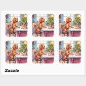 Schattige Cocker Spaniel Gemberkoek Bakken Kerstmi Vierkante Sticker (Vel)