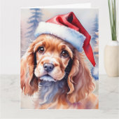 Schattige Cocker Spaniel in een Santa Hat-Waterver Kaart (Voorkant)