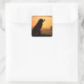 Schattige Cocker Spaniel in Zonsondergang Met Vlin Vierkante Sticker (Tas)