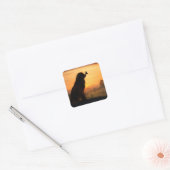 Schattige Cocker Spaniel in Zonsondergang Met Vlin Vierkante Sticker (Envelop)