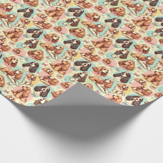 Schattige  Cocker Spaniel Naadloos Patroon Cadeaupapier (Hoek)