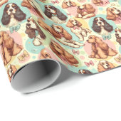 Schattige Cocker Spaniel Naadloos Patroon Cadeaupapier (Rol Hoek)