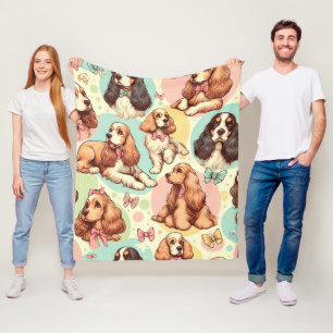 Schattige Cocker Spaniel Naadloos Patroon Fleece Deken