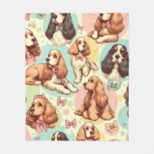 Schattige Cocker Spaniel Naadloos Patroon Fleece Deken (Voorkant)