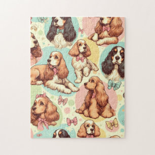 Schattige Cocker Spaniel Naadloos Patroon Legpuzzel