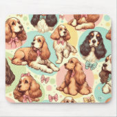Schattige  Cocker Spaniel Naadloos Patroon Muismat (Voorkant)
