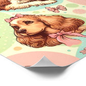 Schattige Cocker Spaniel Naadloos Patroon Poster (Hoek)