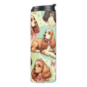 Schattige Cocker Spaniel Naadloos Patroon Thermosbeker (Gedraaid links)