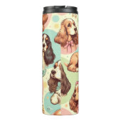 Schattige Cocker Spaniel Naadloos Patroon Thermosbeker (Achterkant)