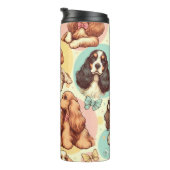 Schattige Cocker Spaniel Naadloos Patroon Thermosbeker (Geroteerd rechts)
