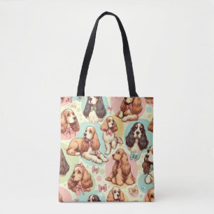 Schattige Cocker Spaniel Naadloos Patroon Tote Bag