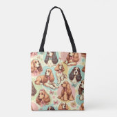 Schattige Cocker Spaniel Naadloos Patroon Tote Bag (Achterkant)