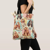 Schattige Cocker Spaniel Naadloos Patroon Tote Bag (Dichtbij)