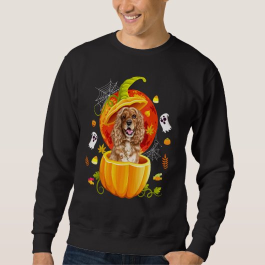 Schattige Cocker Spaniel Pompoen Halloween Hond 1 Trui (Voorkant)