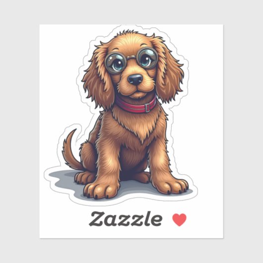 Schattige Cocker Spaniel Pup, Steampunk, Sticker (Vel)