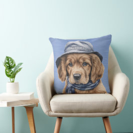 SCHATTIGE COCKER SPANIEL PUPPY MET BLAUW PET KUSSEN