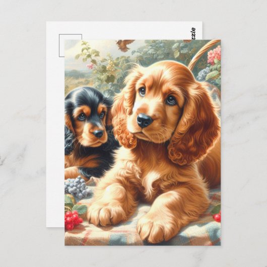 Schattige Cocker Spaniel schilderij Briefkaart (Voorkant / Achterkant)
