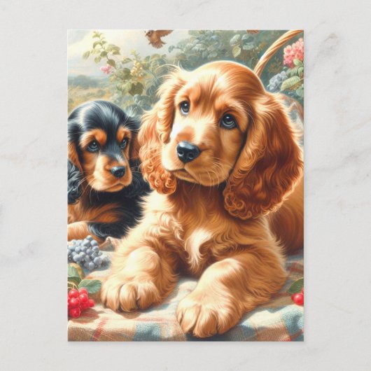 Schattige Cocker Spaniel schilderij Briefkaart (Voorkant)