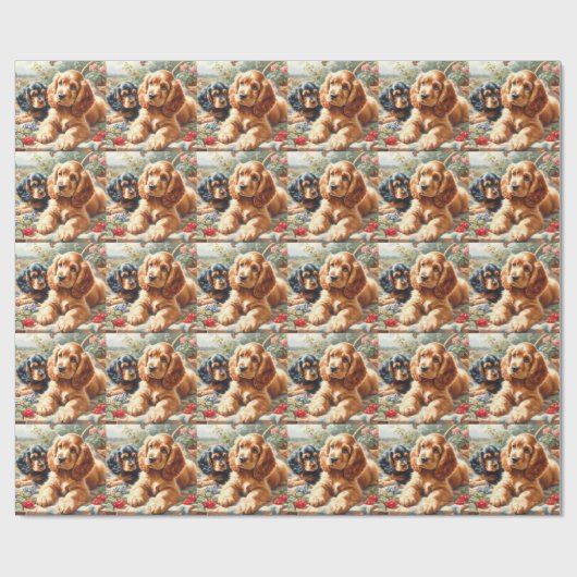 Schattige Cocker Spaniel schilderij Cadeaupapier (Vlak)