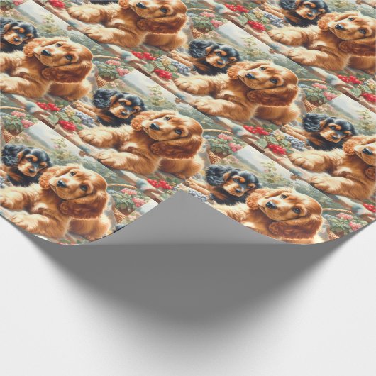 Schattige Cocker Spaniel schilderij Cadeaupapier (Hoek)