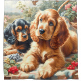 Schattige Cocker Spaniel schilderij Douchegordijn (Voorkant)