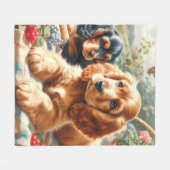 Schattige Cocker Spaniel schilderij Fleece Deken (Voorkant (Horizontaal))