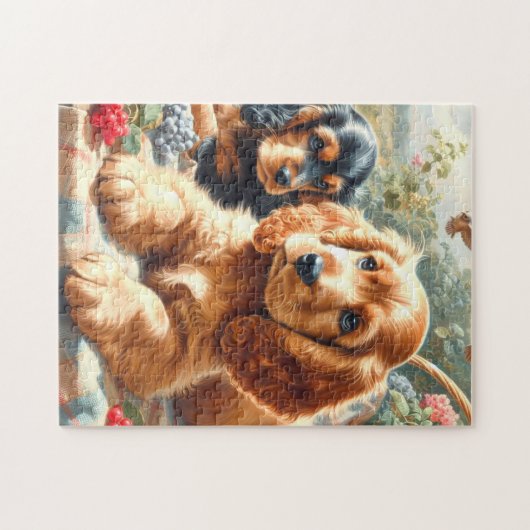 Schattige Cocker Spaniel schilderij Legpuzzel (Horizontaal)