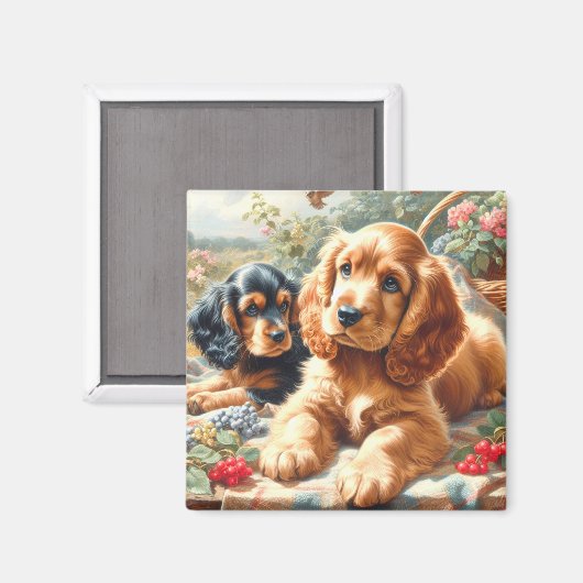 Schattige Cocker Spaniel schilderij Magneet (Voorkant / Achterkant)
