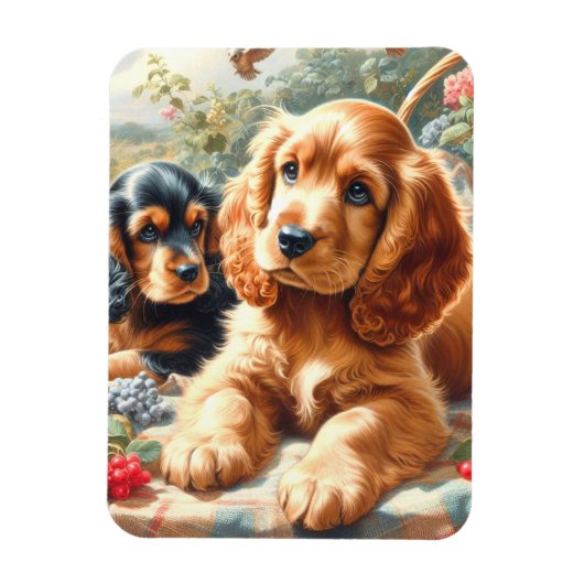 Schattige Cocker Spaniel schilderij Magneet (Verticaal)