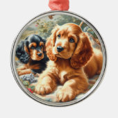 Schattige Cocker Spaniel schilderij Metalen Ornament (Voorkant)