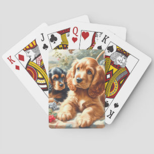 Schattige Cocker Spaniel schilderij Pokerkaarten