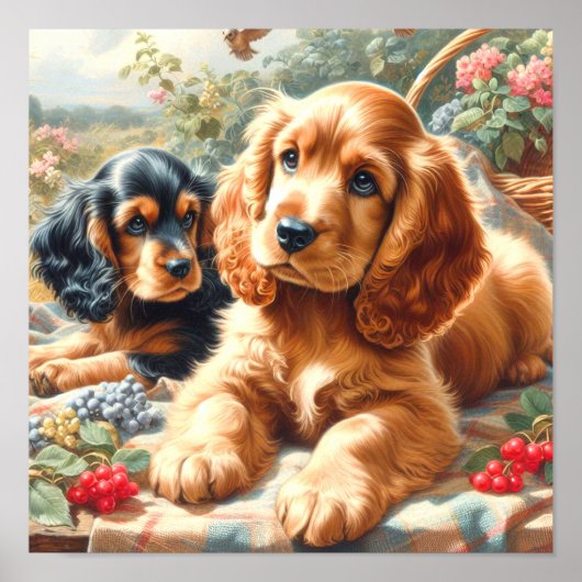Schattige Cocker Spaniel schilderij Poster (Voorkant)