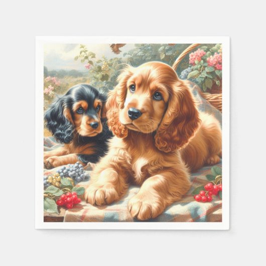 Schattige Cocker Spaniel schilderij Servet (Voorkant)