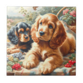 Schattige Cocker Spaniel schilderij Tegeltje (Voorkant)