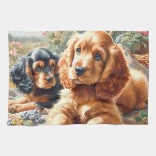 Schattige Cocker Spaniel schilderij Theedoek