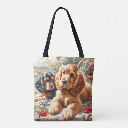 Schattige Cocker Spaniel schilderij Tote Bag (Achterkant)