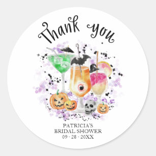Schattige Cocktails Halloween Bruidsdouche Ronde Sticker