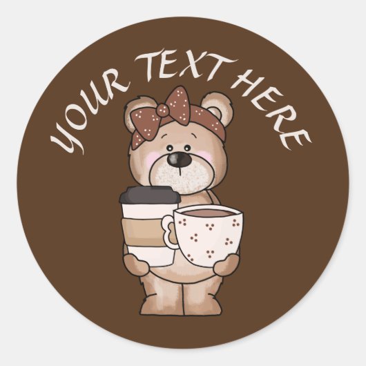 Schattige Coffee beer Bericht toevoegen Ronde Sticker (Voorkant)