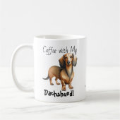Schattige COFFEE Bruine Dachshund Koffiemok (Links)